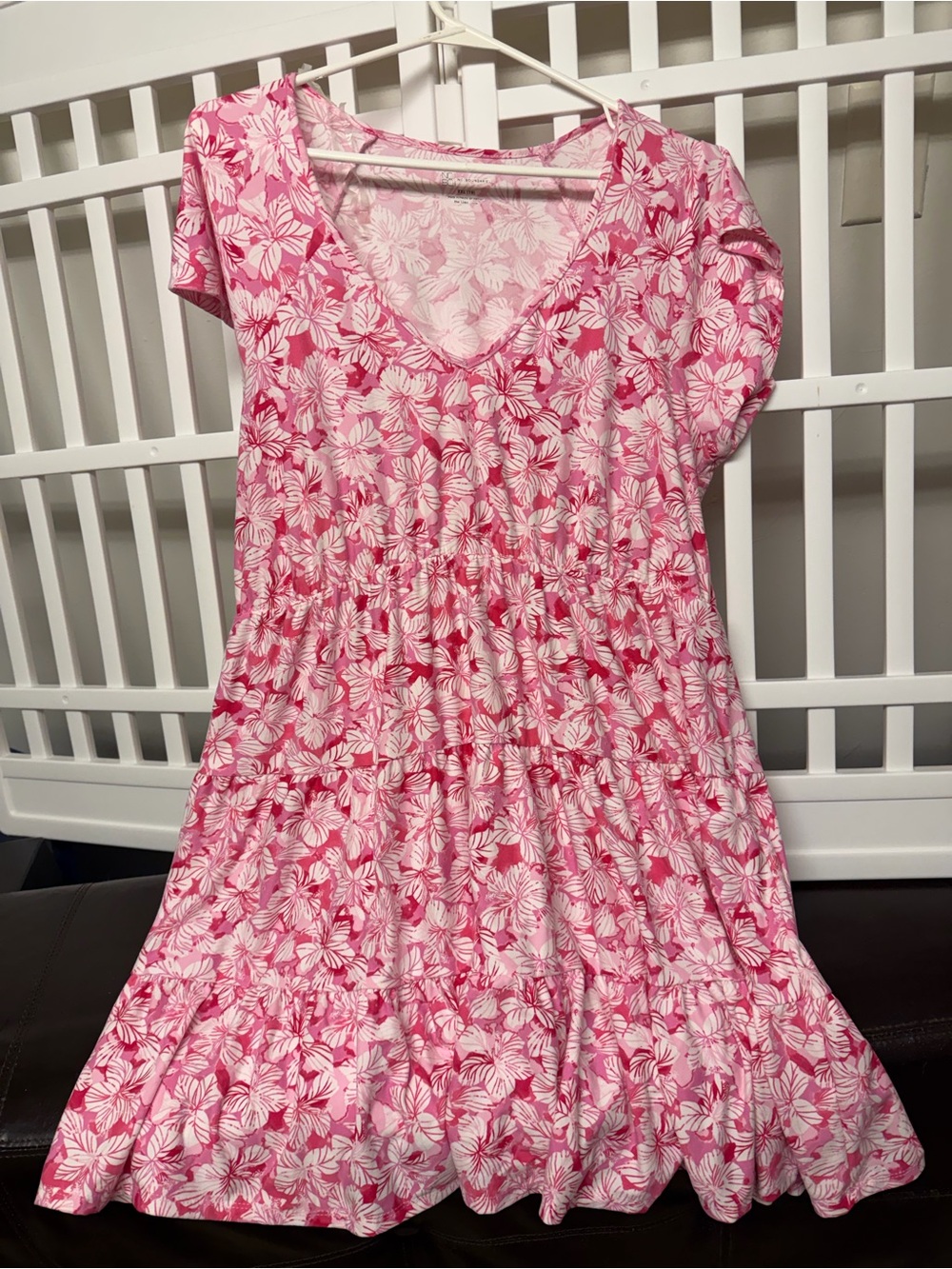 No Boundaries Pink & White Floral V-Neck Tiered Midi Dress